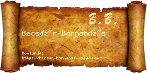 Becsár Barnabás névjegykártya